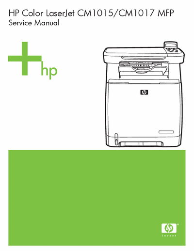 HP Color LaserJet CM1015 MFP (CB394A), CM1017 MFP (CB395A) This is the Service Manual for the HP Color LaserJet CM1015 MFP (CB394A), CM1017 MFP (CB395A)

Enjoy